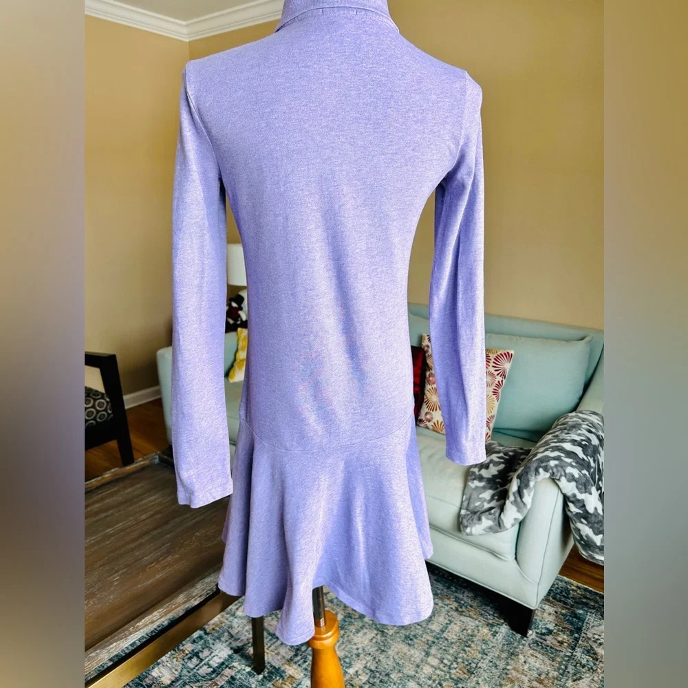 Ralph Lauren Girls' Long Sleeve Polo Dress Drop-Waist Purple XL 16